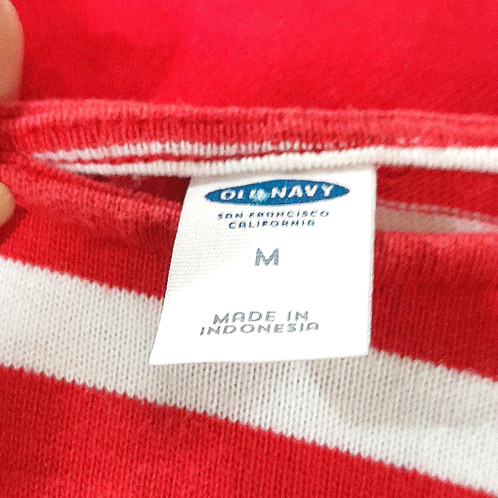 Old Navy Dress Red White Stripes Size Medium - Picture 2 of 5